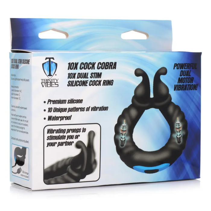 10x Cobra Dual Stimulation Silicone Cock Ring