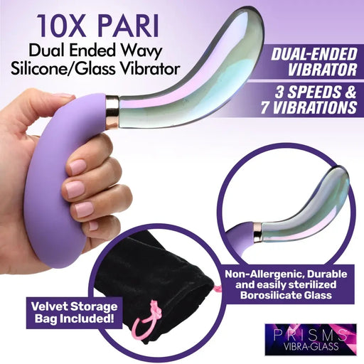 10x Pari Dual Ended Wavy Silicone And Glass Vibrator