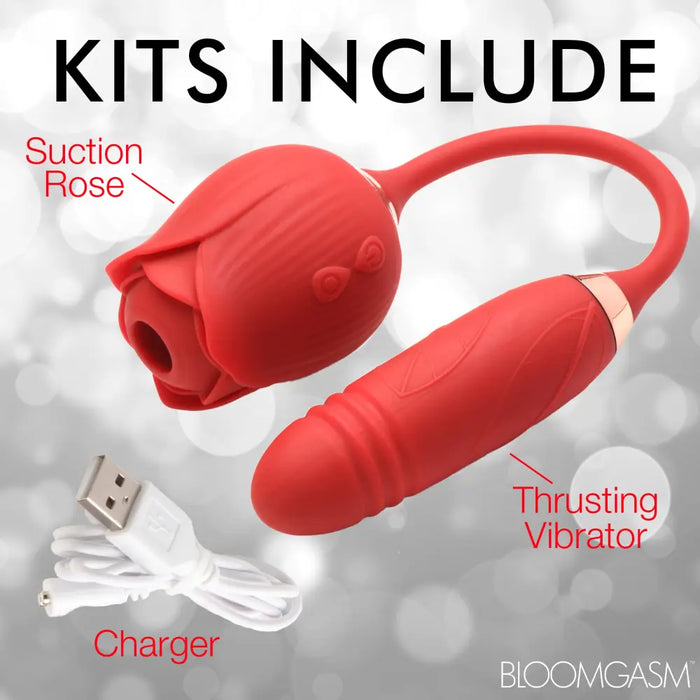 10x Romping Rose Suction and Thrusting Vibrator