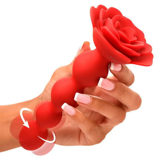 10x Rose Twirl Vibrating And Rotating Silicone Anal Beads