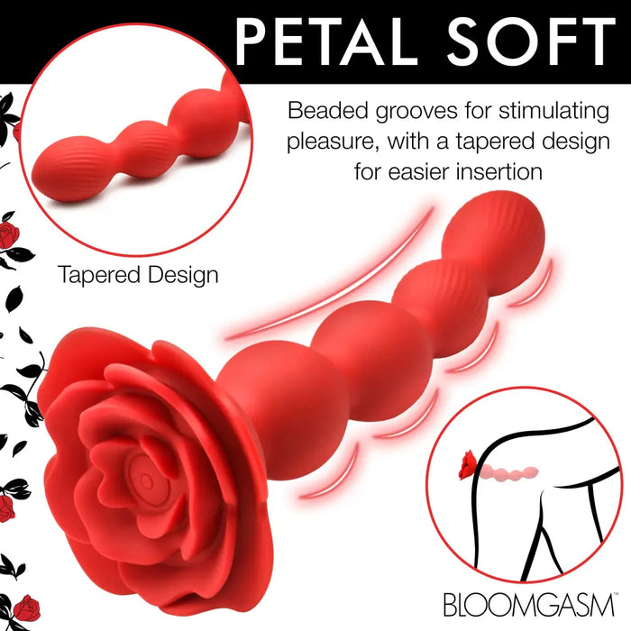 10x Rose Twirl Vibrating And Rotating Silicone Anal Beads