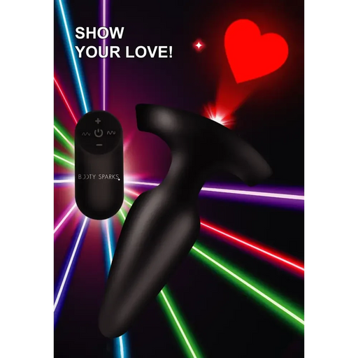 28x Laser Heart Silicone Anal Plug with Remote Large