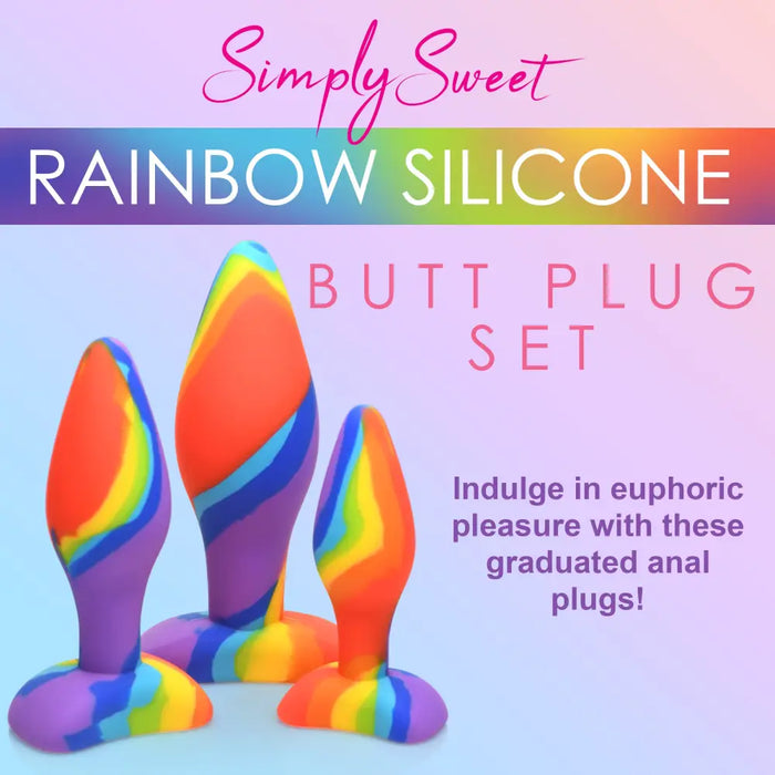 3 Piece Rainbow Silicone Butt Plug Set