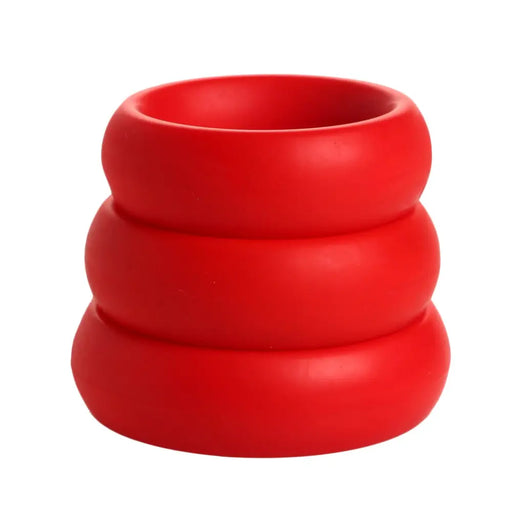 3 Piece Silicone Cock Ring Set Red