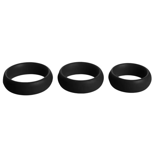 3 Piece Silicone Cock Ring Set Black