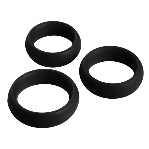 3 Piece Silicone Cock Ring Set Black