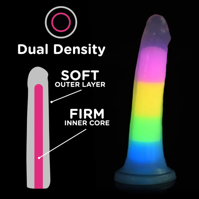 7 Inch Glow - in - the - dark Rainbow Silicone Dildo