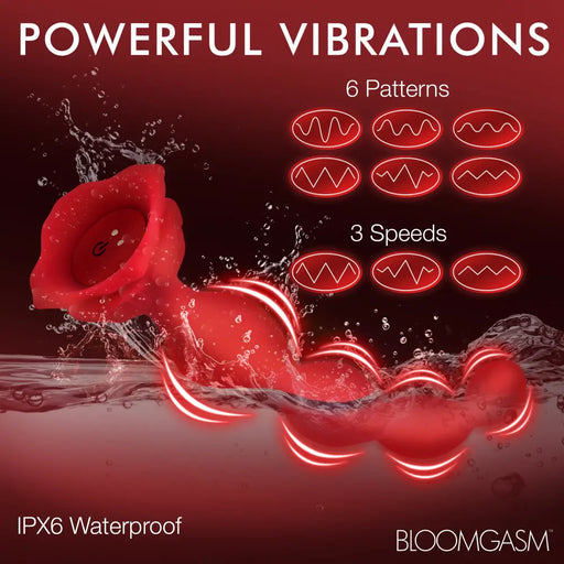 9x Beaded Bloom Silicone Rose Vibrator