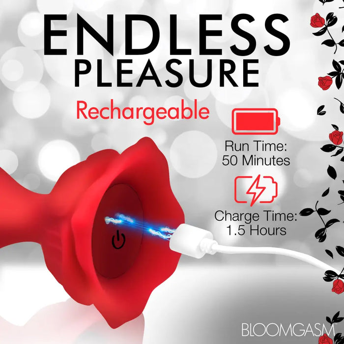 9x Beaded Bloom Silicone Rose Vibrator