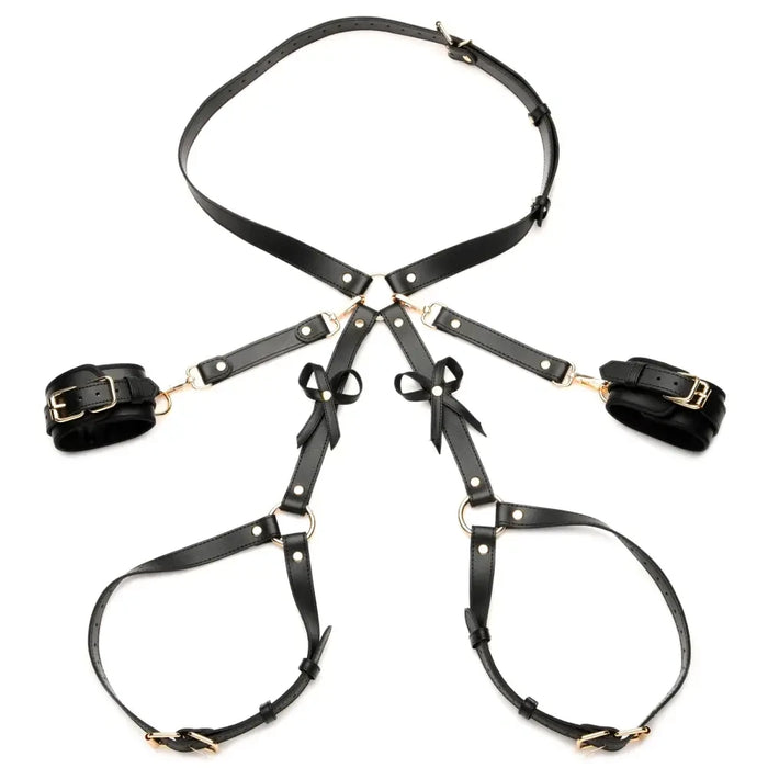 Black Bondage Thigh Harness With Bows