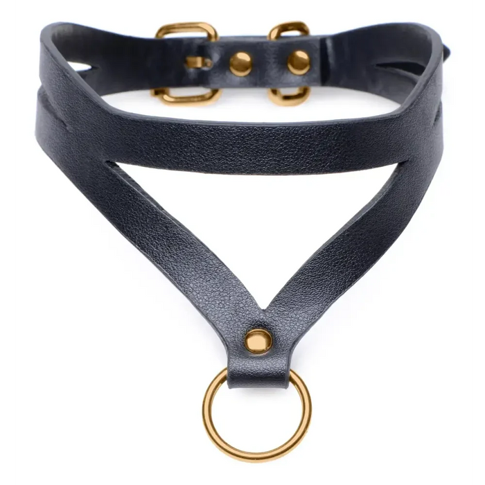 Bondage Baddie Black And Gold Collar With O-ring