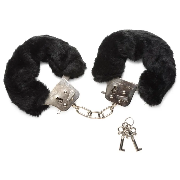 Caught In Candy Black Fur Handcuffs