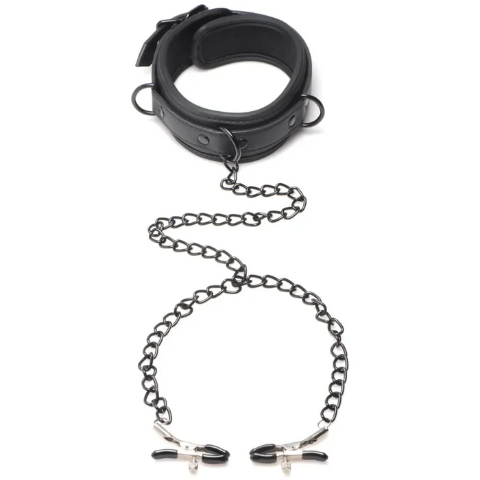 Collared Temptress Collar With Nipple Clamps