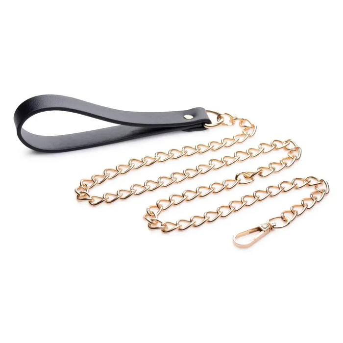 Leashed Lover Black And Gold Chain Leash