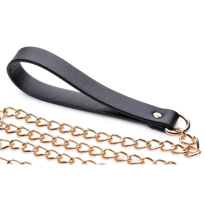 Leashed Lover Black And Gold Chain Leash