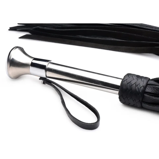 Leather Flogger With Stainless Steel Handle