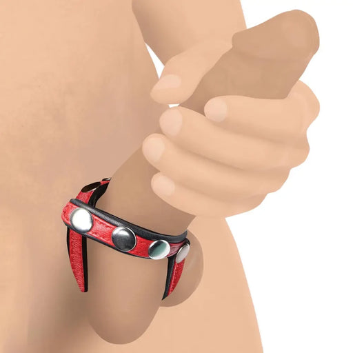 Leather Snap-on Cock Harness Red