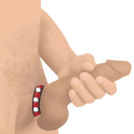 Leather Speed Snap Cock Ring Red