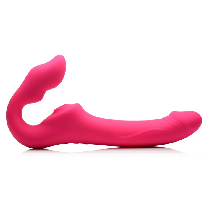 Licking and Vibrating Strapless Strap-On with Remote Control