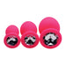 Pink 3 Piece Silicone Anal Plugs with Gems