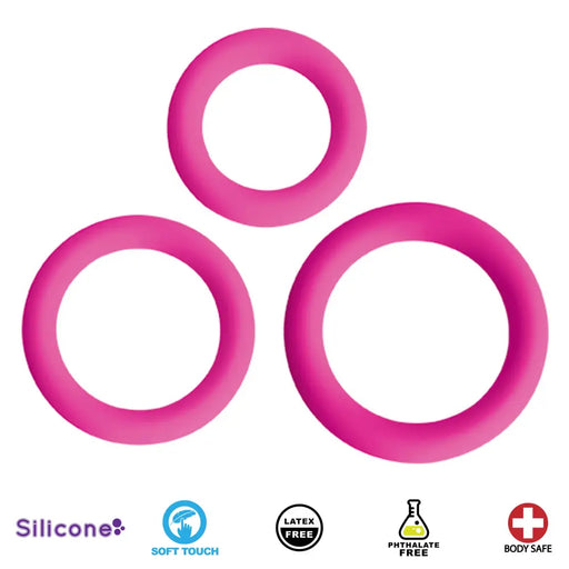 Pink Trio Silicone Cock Rings