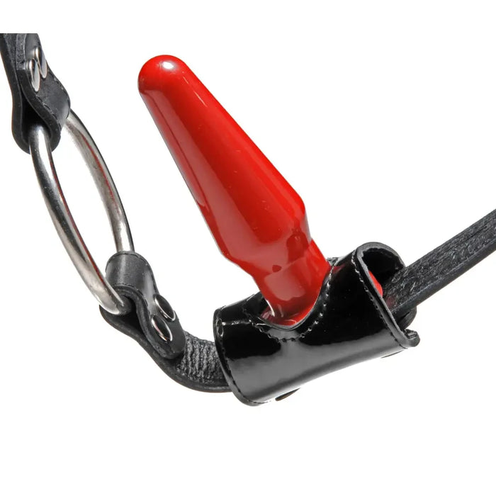 Premium Locking Leather Cock Ring And Anal Plug Harness