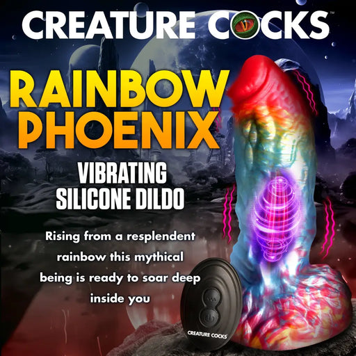 Rainbow Phoenix Vibrating Silicone Dildo w/Remote