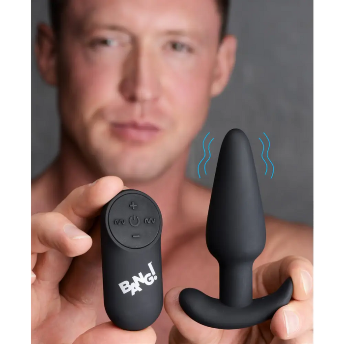 Remote Control 21x Vibrating Silicone Butt Plug Black