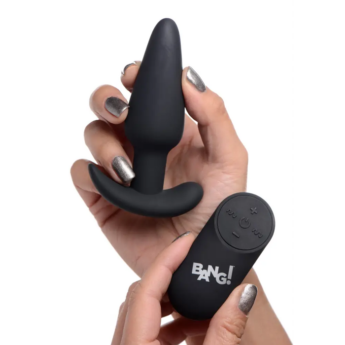 Remote Control 21x Vibrating Silicone Butt Plug Black