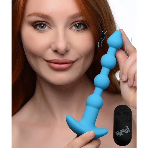 Remote Control Vibrating Silicone Anal Beads Blue