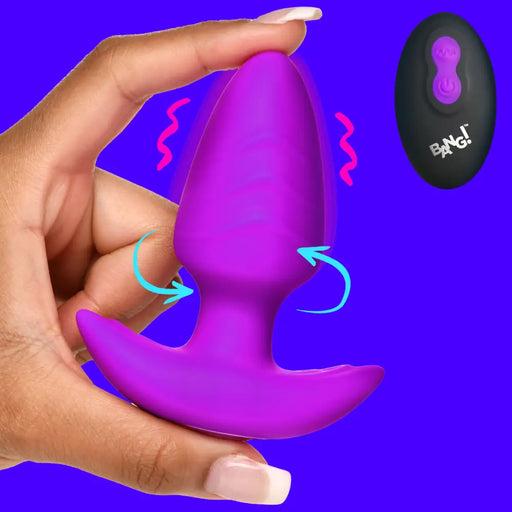 Rotating And Vibrating Silicone Butt Plug Purple