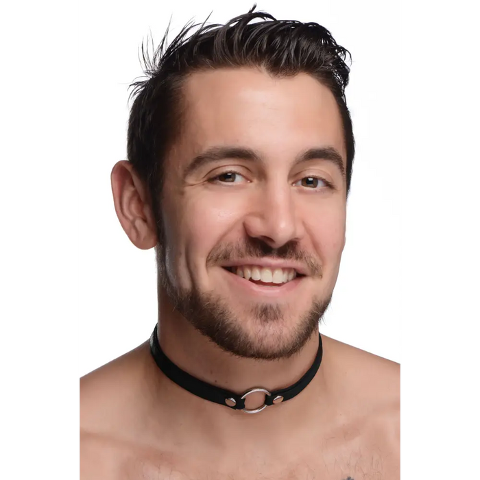 Sex Pet Leather Choker With Silver Ring