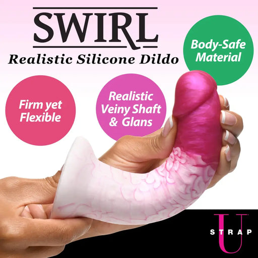 Swirl Realistic Silicone Dildo Pink