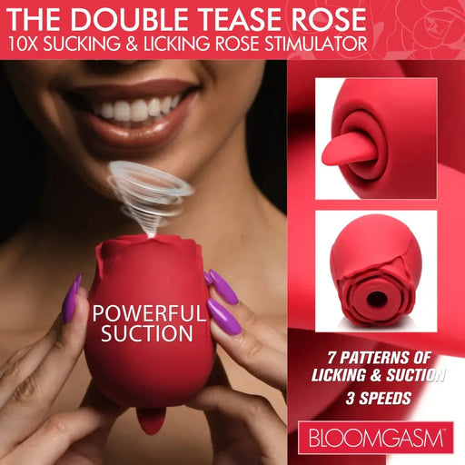 The Double Tease Rose 10x Sucking And Licking Silicone