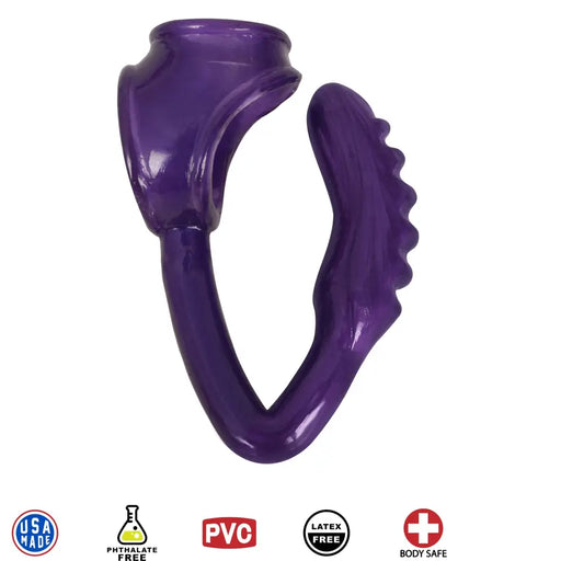 The Duke Cock And Ball Ring With Anal Plug Purple
