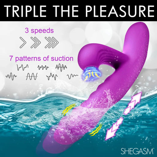 Thrust Wave Thrusting And Sucking Silicone Rabbit Vibrator