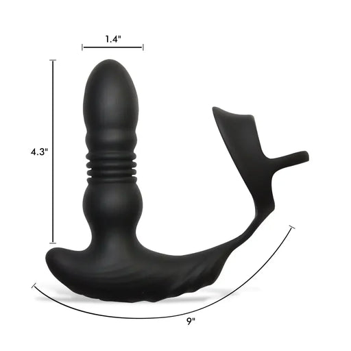 Thrusting Vibrator With Cock And Ball Ring Remote