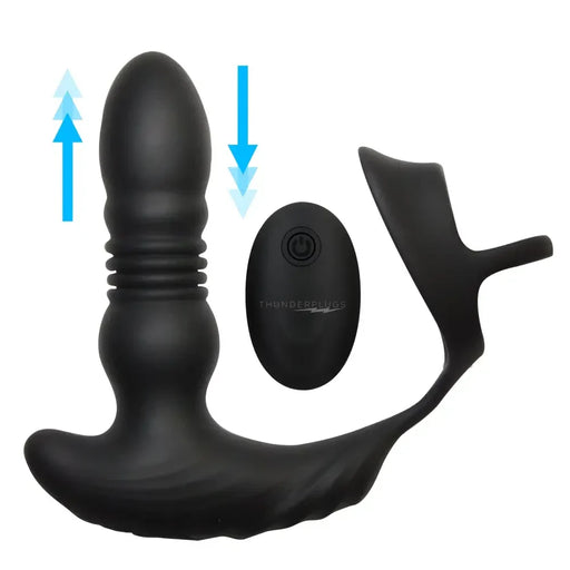 Thrusting Vibrator With Cock And Ball Ring Remote