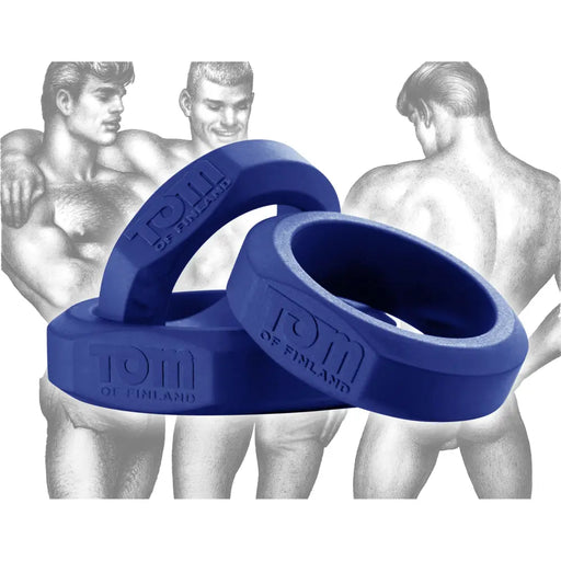 Tom Of Finland 3 Piece Silicone Cock Ring Set Blue