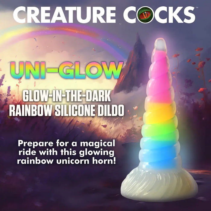 Uni-glow Glow-in-the-dark Rainbow Silicone Dildo