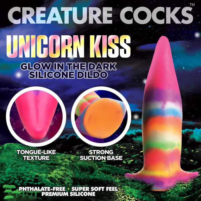 Unicorn Kiss Tongue Glow-in-the-dark Silicone Dildo