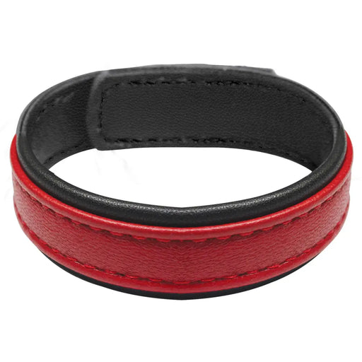 Velcro Leather Cock Ring Red