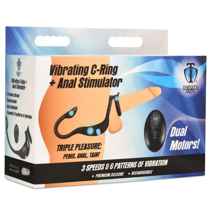Vibrating Silicone Cock Ring and Anal Stimulator